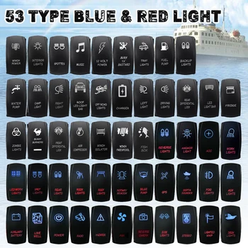 

Car Boat LED Rocker Switch Red Blue Lights 12V 24V 5pins Rocker Switch Button for Marine Caravan 4x4