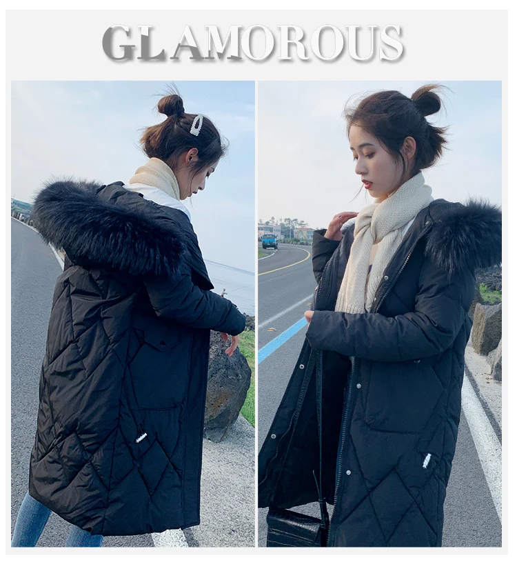 Winter Jacket Women Parkas for Coat Fashion Female Down Jacket With a Hood Large Faux Fur Collar Coat Autumn high quality