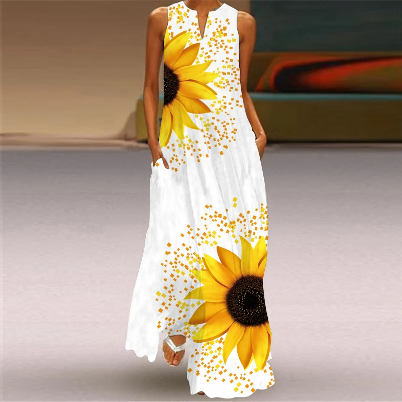 Moda Vestido Largo Girasoles Vestidos Girasoles México, Mejores