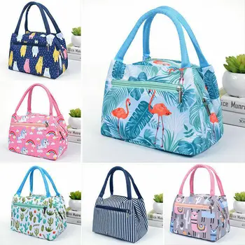 

1PCPortable Insulated Lunch Bag Box Picnic Waterproof Tote Unicorn Floral Lunch Bags School Travel Bags Large Capacity With Zip
