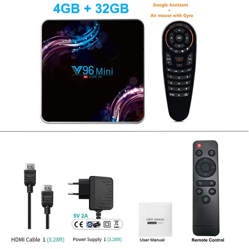32GB Air Mouse 4 ГБ 128 ГБ V96 Мини Android 9,0 tv Box Allwinner H6 четырехъядерный 6K H.265 Wifi Netflix Youtube телеприставка 4 Гб 32 г/64 г медиаплеер - Цвет: 32GB Air Mouse