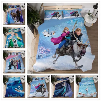 

Frozen Elsa Princess Bedding Set Twin Size Quilt Duvet Cover for Girls Bedroom Decor Queen Coverlets Single Bed Linen Kids