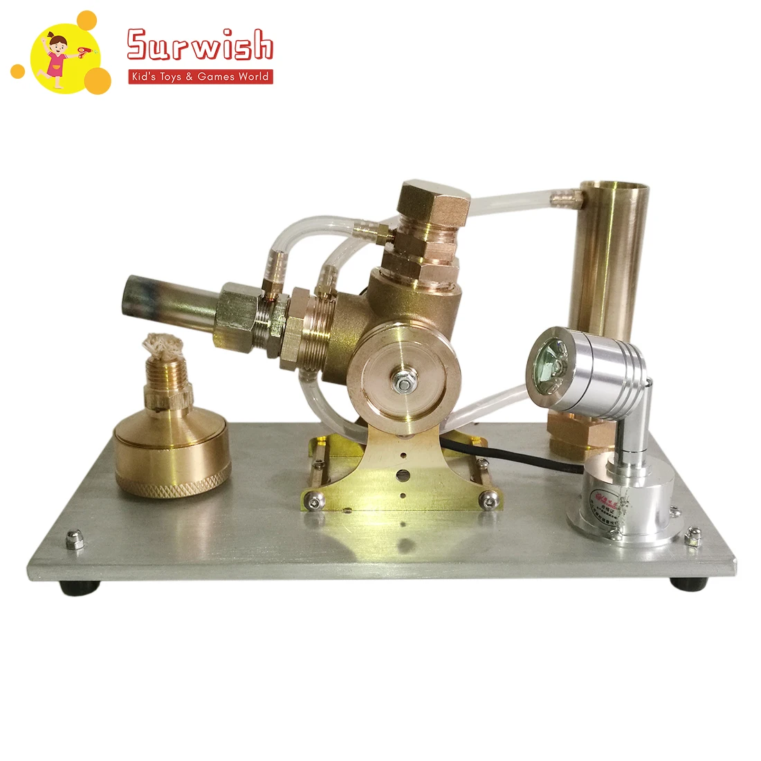 

Pure Copper Body Aluminum Base V-Shape Stirling Engine Model Toy