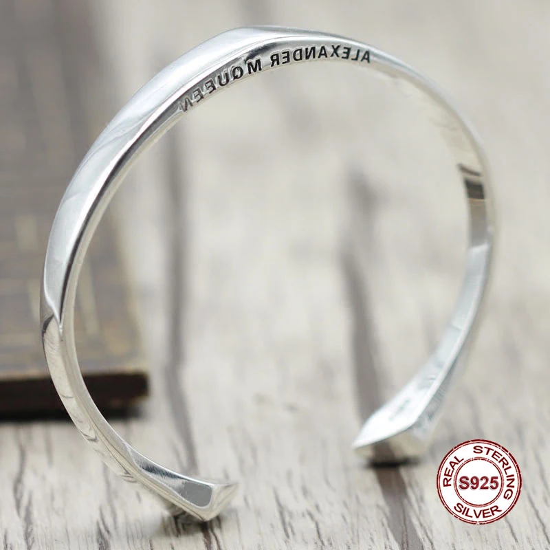 

s925 sterling silver new Bangles Simple and generous popular Retro Couple Smooth Bracelet Classic style Send a gift to love