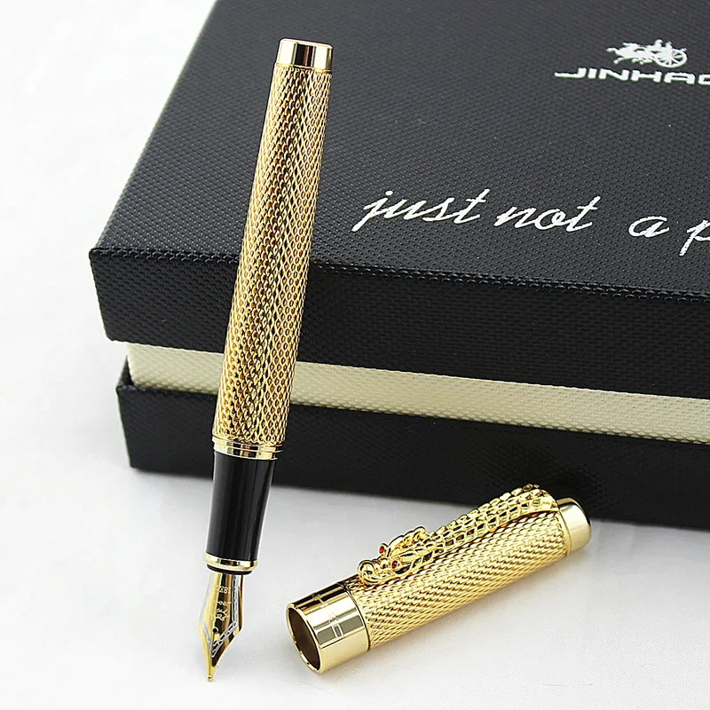 Jinhao 1200 винтажная Роскошная перьевая ручка красивая Рябь с клипсой дракона благородная коллекция золотых и