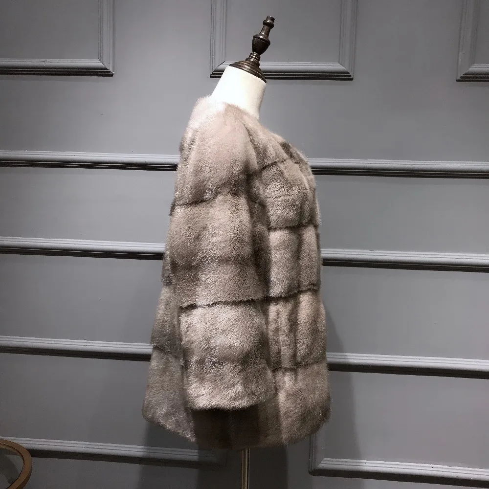Pull Pelt натуральная норка пальто с круглым воротником рукав девять-четвёртых пальто из натурального меха женский зимний помпон из натурального меха куртка