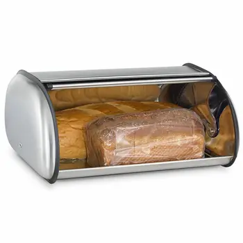 

Yonntech Roll Top Bread Box Storage Bin Keeper Stainless Steel Food Storage Container Kitchen Pastry Bread Baking Holder Kitchen