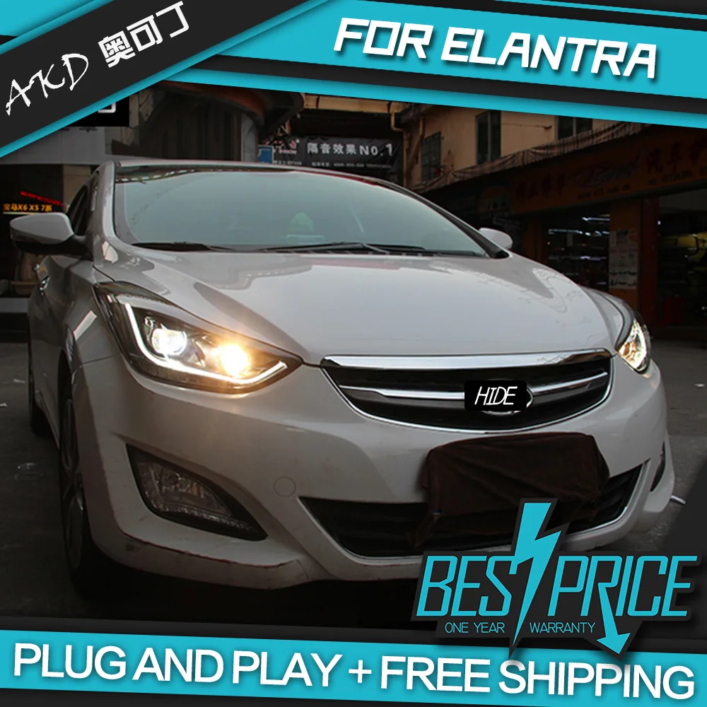 АКД автомобилей Стайлинг фар для Hyundai Elantra 2012 2016 фары светодиодный ходовые огни