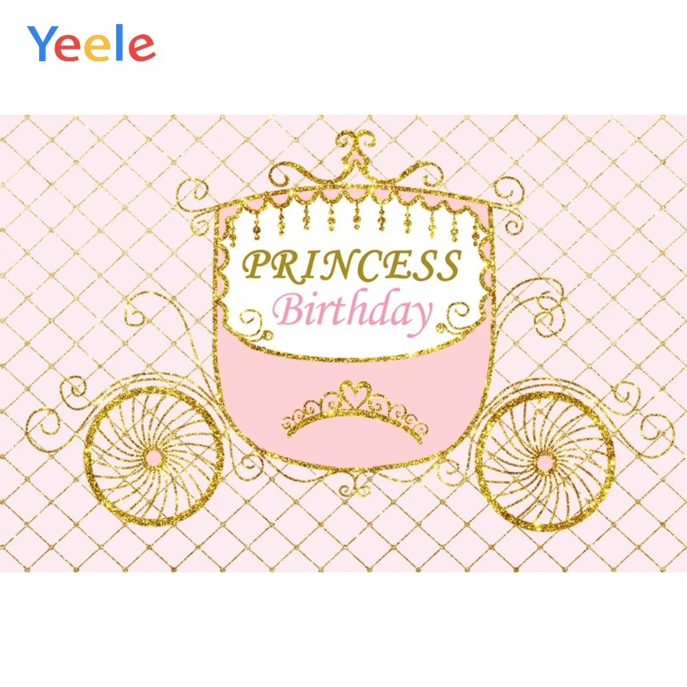 

Yeele Princess Birthday Carriage Diamond Glitters Photography Background Customized Girl Photographic Backdrop For Photo Studio