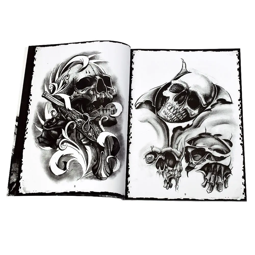 1pc Skull Tattoo Books Europe and United States Pattern Cool Manuscript Series Black Practical Drawings A4 | Красота и здоровье