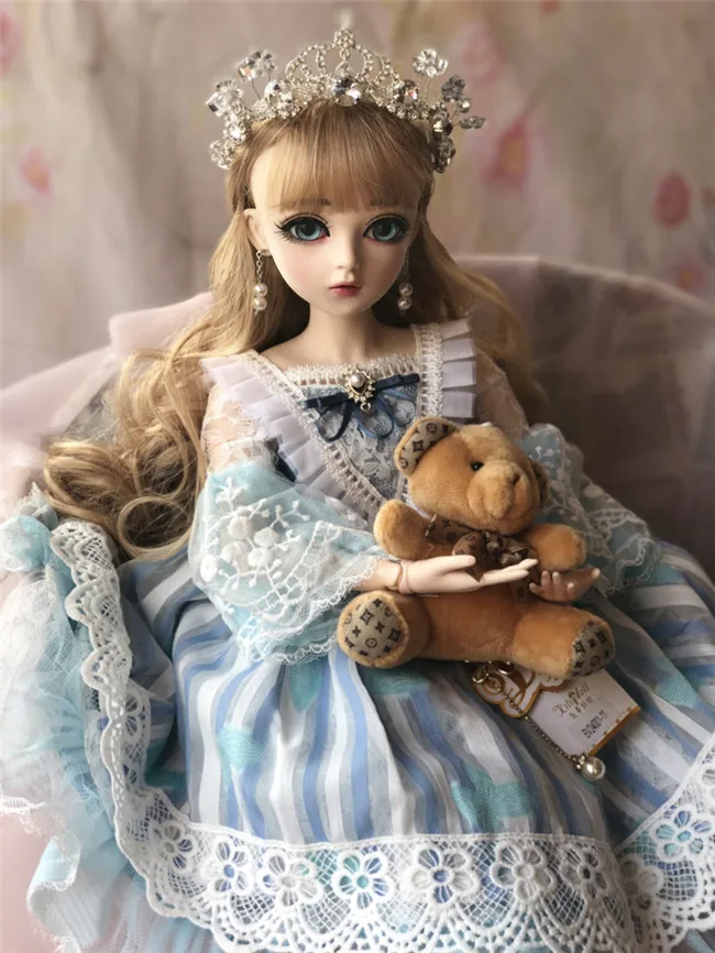 Куклы для девочек SD 60 см, куклы для девочек BJD с платьем, парики, обувь, игрушки для красоты, макияж,, ручная работа, 1/3, силиконовая кукла - Цвет: grey hair