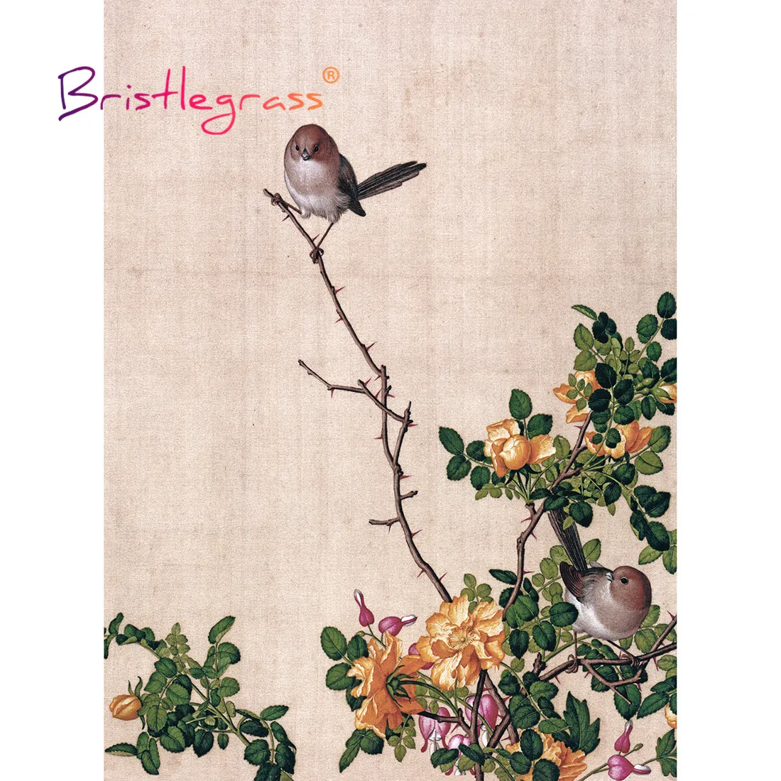 

BRISTLEGRASS Wooden Jigsaw Puzzles 500 1000 Pieces Rose Peony Flower Giuseppe Castiglione Educational Toy Chinese Painting Decor
