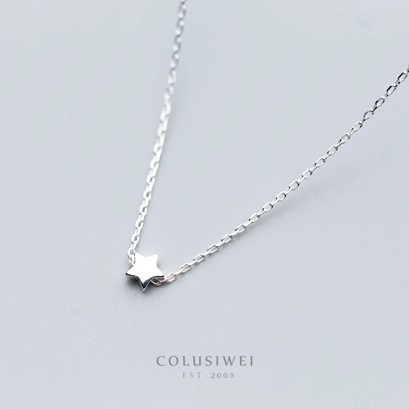 Colusiwei, настоящее 925 пробы, серебряное, милое, крошечные звезды, колье, ожерелье для женщин, Простой корейский стиль, ювелирное изделие, подарок, хорошее ювелирное изделие