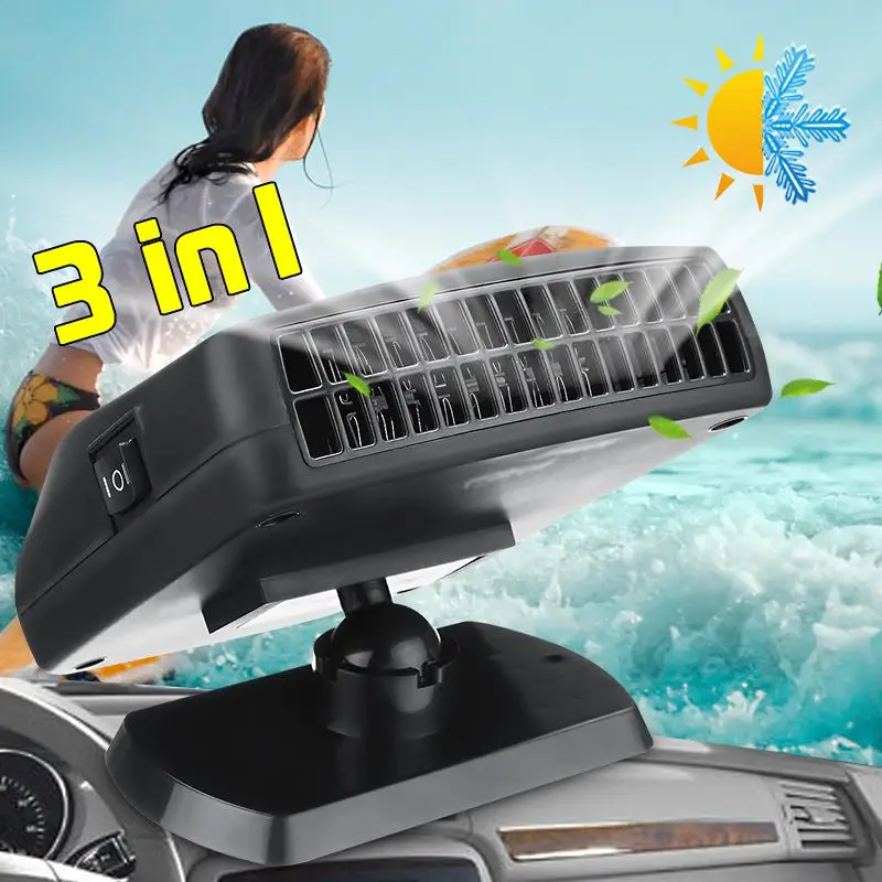 12V/24V Portable Auto Car Heaters Heating Defroster 150W Electric Fan Heaters Windshield AirCooler Fan Defroster Demister