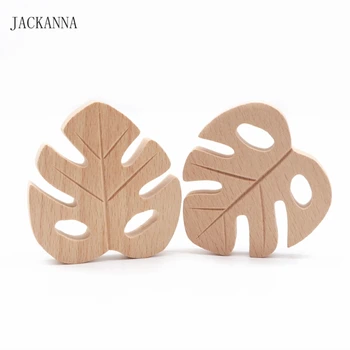 

2PCS Leaf Wood Teether Safe Kids Teething Toy Nursing Bracelet Chew Toys BPA Free Cartoon Leaf Play Toys Wooden Baby Teethers