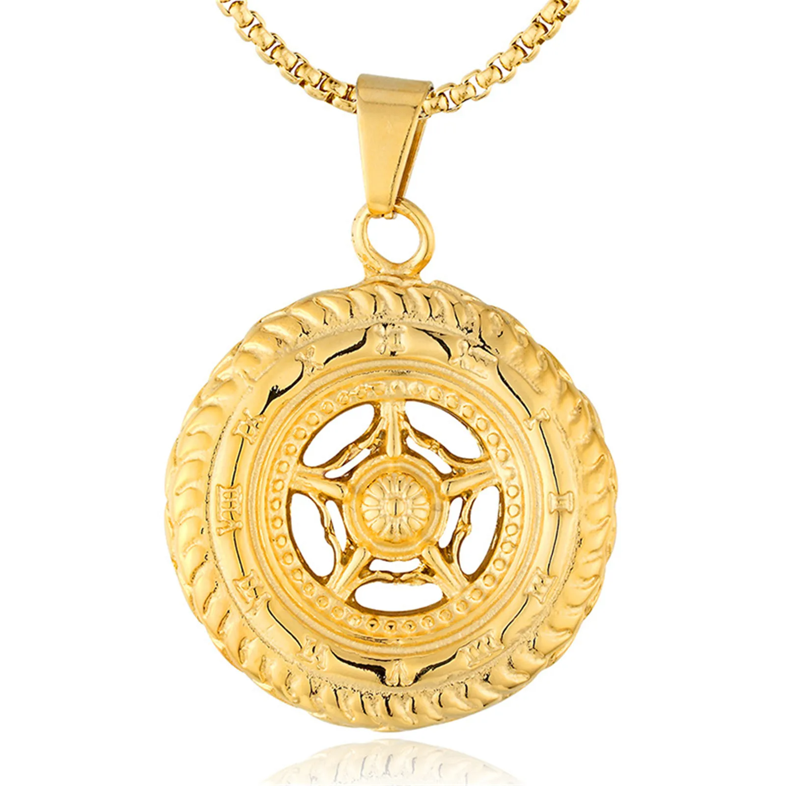 

Car Ship Wheel Pendant Tire Round Necklace for Men and Women Rally Racing Trendy Multi Color Pocket Watch Punk Rock Jewelry