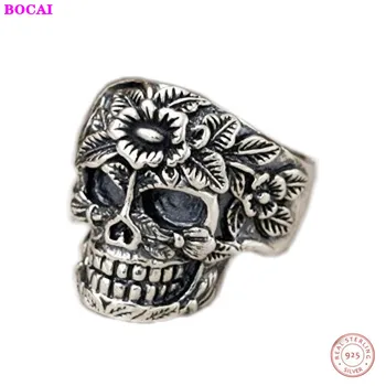 

S925 Sterling Silver men's ring 2020 new fashion Thai silver jewelry personality Punk Skull ring popular men's pure silver ring