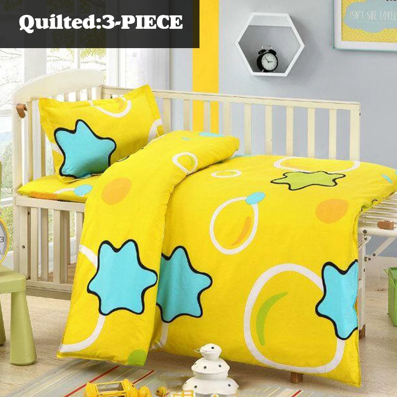 Quilted-3piece 130*60 Kindergarden Детский Комплект постельного белья 3 6 шт. для новорожденных хлопок удобный простынь пододеяльник подушка матрас для детской кроватки - Цвет: Quilted-3piece