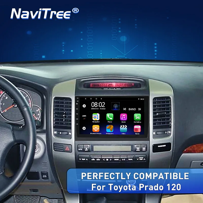 NaviTree 9 дюймов ips 2.5D Android9.0 автомобильный Радио мультимедиа для Toyota Prado 120 2004-2009 Автомобильный Авторадио Навигация gps swc