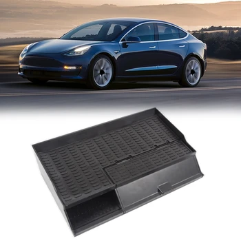 

Car Central Armrest Box Stowing Tidying Glove Box Double Storey Non-Slip for Tesla Model 3 2018-2020