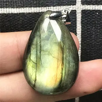 

Natural Labradorite Pendant Jewelry For Woman Man 33x22x8mm Beads Silver Yellow Light Crystal Water Drop Moonstone Stone AAAAA