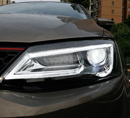 Фара для автомобиля VW Jetta 2011- Jetta mk6 mk7 головной светильник s противотуманный светильник дневной ходовой светильник DRL H7 светодиодный Биксеноновая лампа автомобильные аксессуары - Цвет: NO Red devil eye