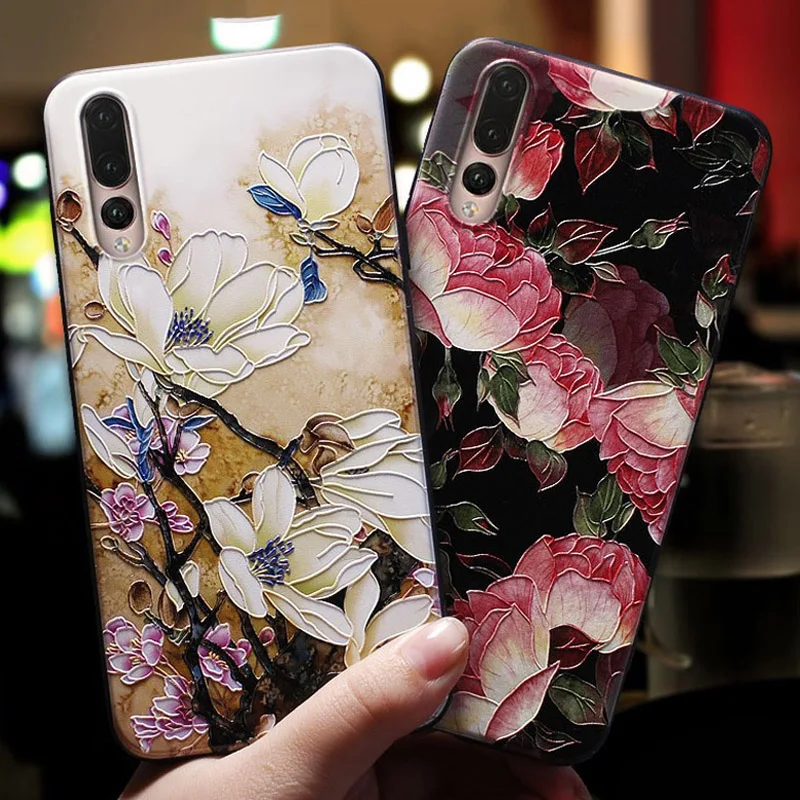 3D Floral Embossed Silicone Phone Case with Enhanced Grip