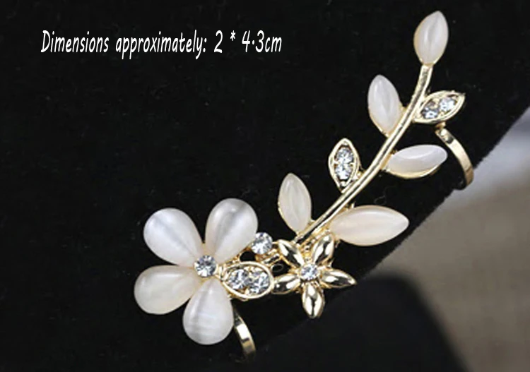 Hot New 1pc Flower Shape Rhinestone Left Ear Cuff Clip Golden Earring Ear Stud