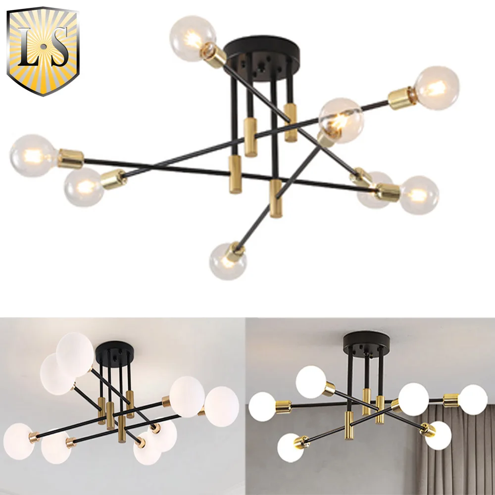 Modern Nordic LED Lamp Black Gold Chandelier Lights Branch Simple Creative Luxury E27 Ceiling Lamps Indoor Lighting Fixtures | Освещение