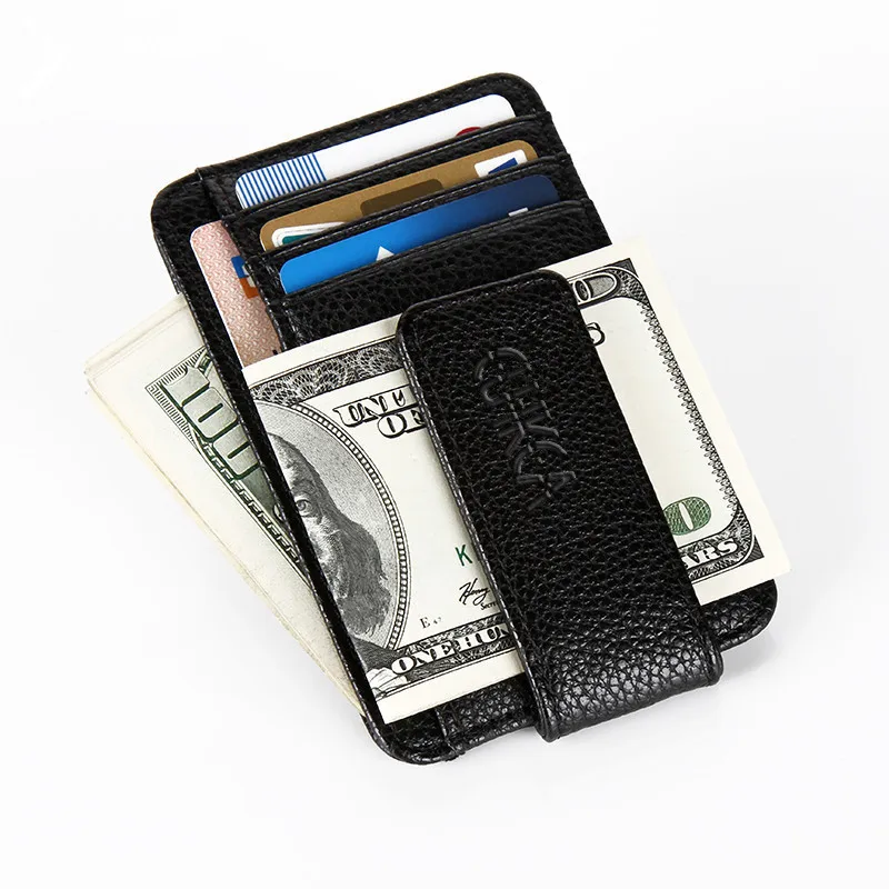 

Men's business card bag soft leather key bag certificate bag simple multi-functional small wallet magnetic card bag mini creativ