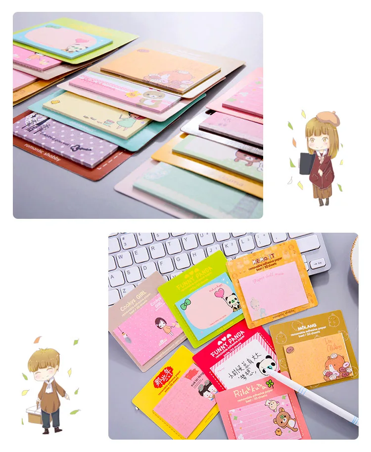 Милая мультипликационная кавай-девочка животное медведь кошка post-it заметки книга сообщение Блокнот Наклейка для планировщика офисные канцелярские принадлежности Школьные принадлежности
