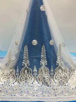 

High Quality 2019 Tulle Sequins French Nigerian Lace Fabrics White Silver Gold Wine Green Embroidered African Red Lace Fabric