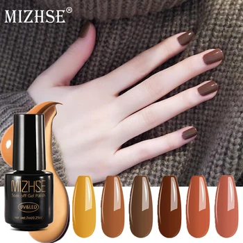 

MIZHSE 7ML Nails Polish Colors UV Nail Gel Glue Lacquer Top Base Coat Long Lasting Fingernail Hybrid Permanent Gel LED Lamp