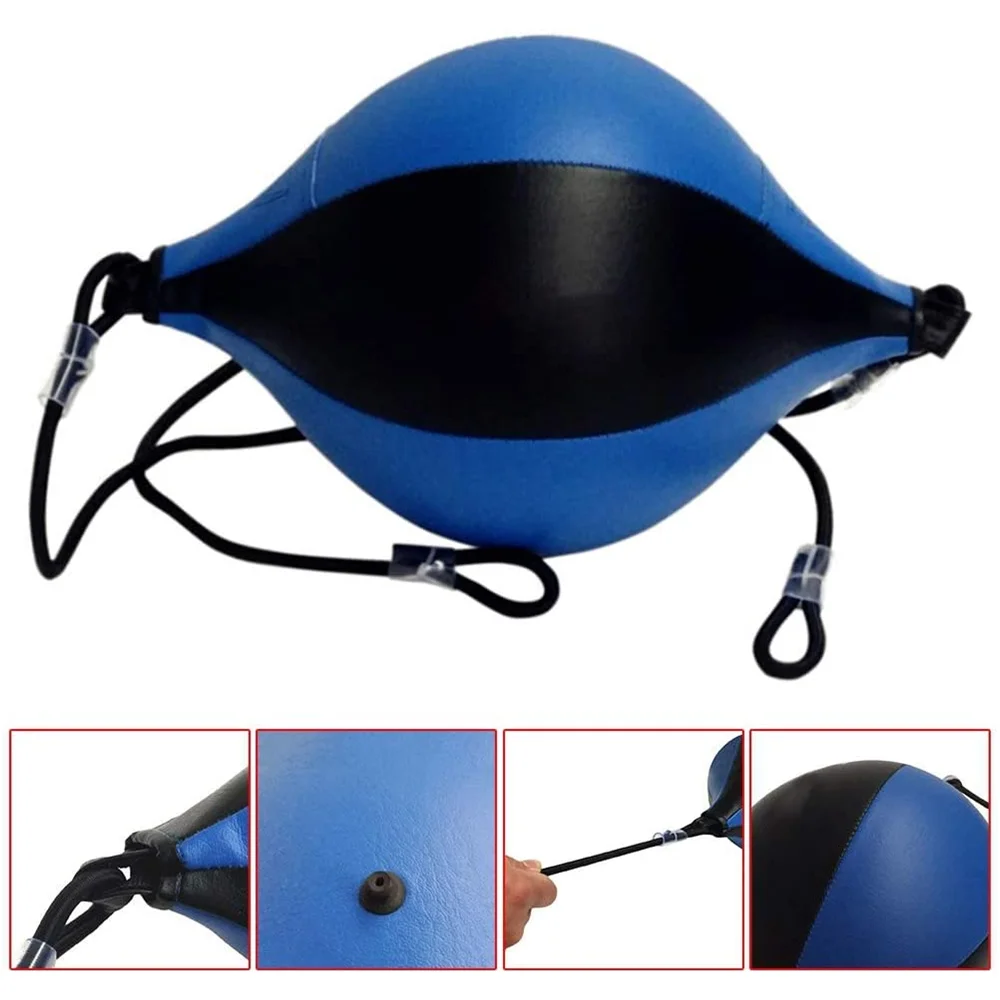 PU Punching Bag Double End Pear Boxing Bag Inflatable Reflex Speed Balls for MMA Muay Thai Training Adults Fitness Fight Ball
