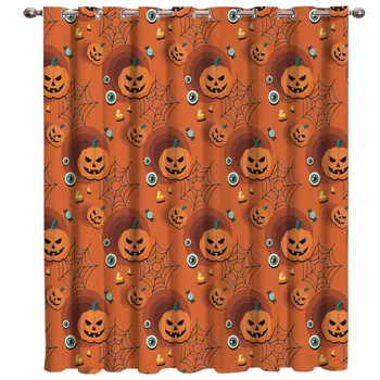 

Pumpkin Eyeball Room Curtains Large Window Living Room Curtains Kitchen Outdoor Bedroom Fabric Drapes Kids Window Treatment Hard