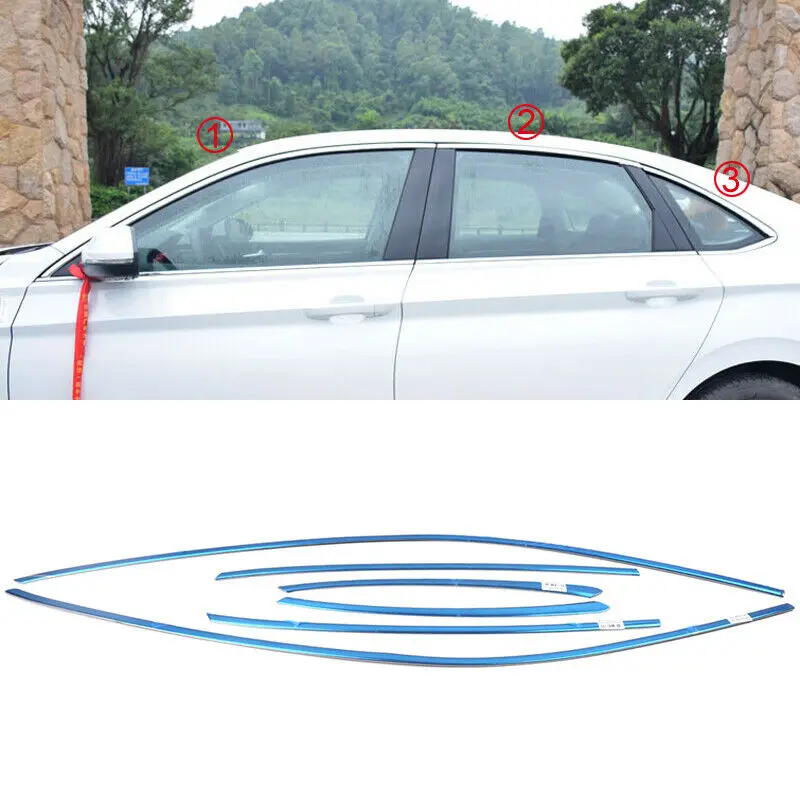 Для VolkswagenJetta Mk7 Высококачественная хромированная накладка на верхнее окно из нержавеющей стали 6 шт