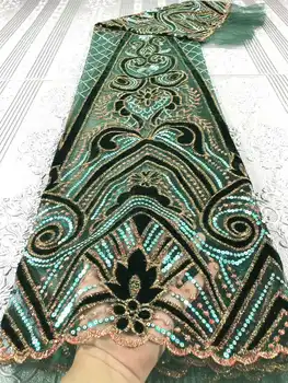 

African Lace Fabric 2020 High Quality Lace Velvet French Net Lace Fabric With Sequins For Party dress