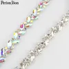 1 yard leaves AB color glass crystal chain rhinestone trim plat silver crystal chain decoration wedding dress accessories ML108 ► Photo 1/6