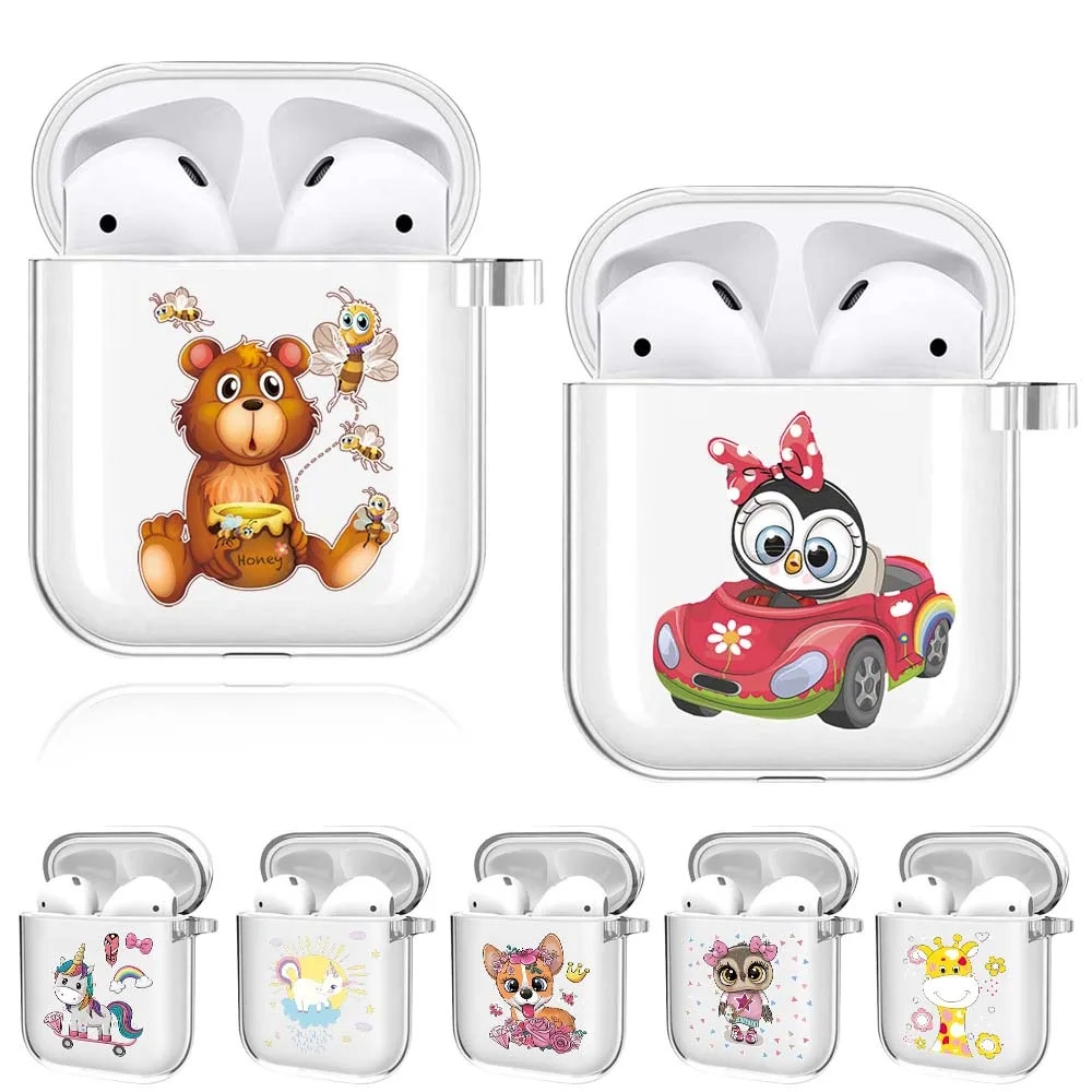

Clear Silicone Cases for Apple AirPods 2nd /AirPods 1st Clear Cartoon Pattern Bluetooth Headset Protective Case