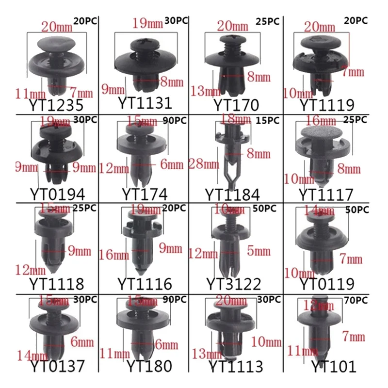 

Car Fastener Clips Door Trim Panel Auto Bumper Rivet Retainer Push Engine Cover Fender with Plastic Box Interior Accessories