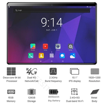 

Super 6GB+128GB ROM Deca Core 10 inch Tablet PC 128GB ROM GPS WiFi 10 Tablets 10 cores 5.0MP 5000mAh 1920*1200 IPS Kid tablets