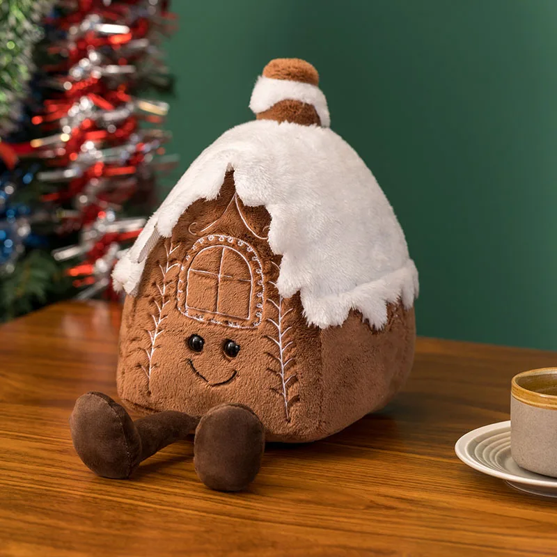 thumbnail image 1 of Christmas Ginger Bread Plush Pillow Stuffed Chocolate Cookie Cabin House Decor Cushion Funny XMas Tree Party Decor Doll Plushie, 1 of 5