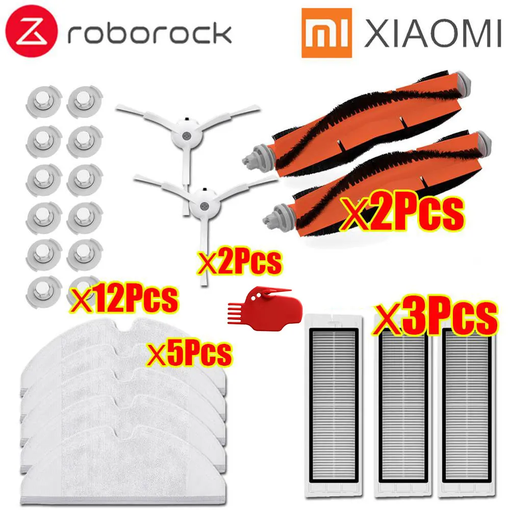 25PCS Тряпки для мокрой уборки фильтр боковая щетка рулон щетка подходит для Xiaomi Roborock Robot S50 S51 Запчасти для пылесоса наборы - Цвет: 25PCS