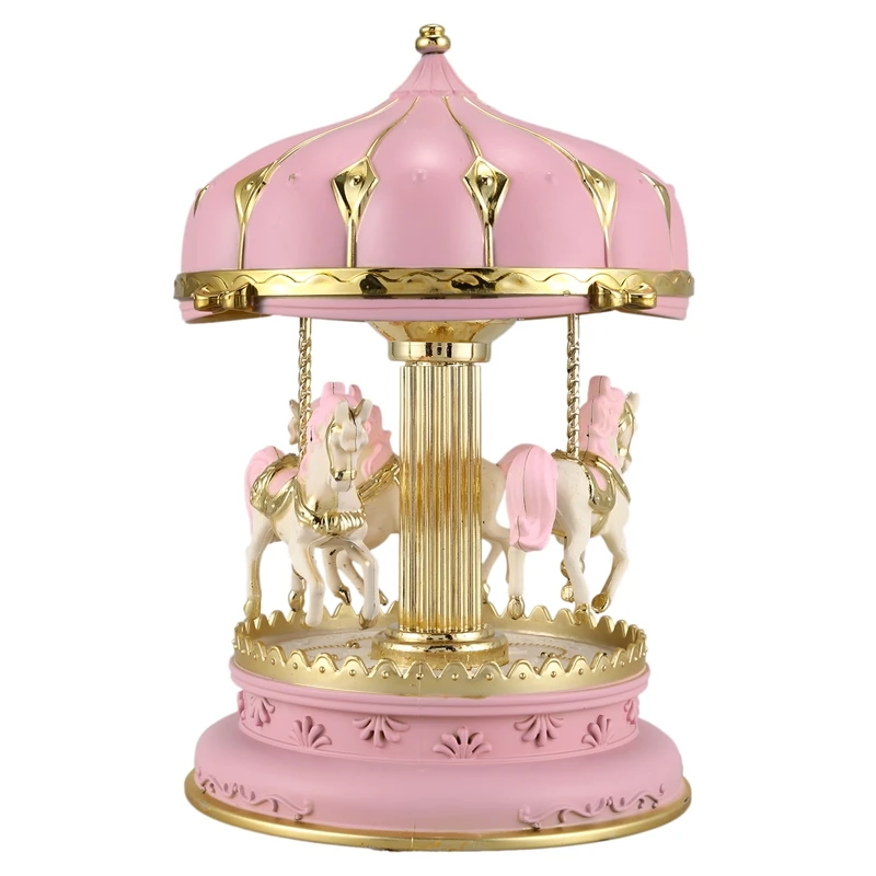 

LED Music Box Carousel Round Music Boxes Decor Glowing Carousel Horse Music Box Christmas Wedding Birthday Gift