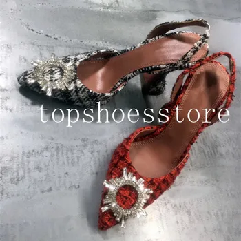 

Brand Women Sandals Crystal Shoes summer High Heel Sandals Female pointed toe Slingbacks Shoes Woman Wedding party lady Shoes