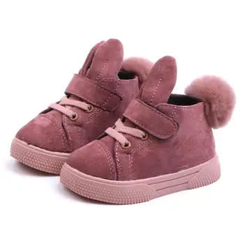 

cute snow boots girls leather fashion short boots kids shoes Autumn and winter children's plus velvet warm martin boots
