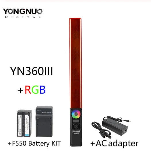 YN360III KIT YONGNUO YN360 III YN360III ручной светодиодный светильник для видео с сенсорным регулированием Bi-colo 3200k до 5500k RGB цветовая температура с пультом дистанционного управления - Цвет: YN360III KIT