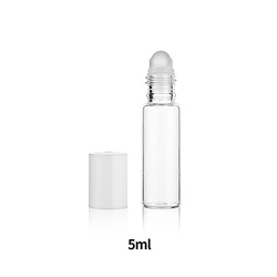 Transparent Glass Essential Oil Roller Bottles with Roller Ball, 10ml & 5ml, Travel - Friendly Sample Vials (5ML)
