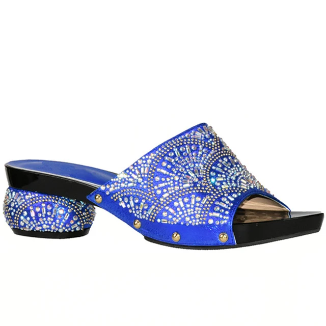 Комплект из туфель и сумочки в нигерийском стиле синего цвета; комплект из туфель и сумочки высокого качества; комплект из свадебной обуви и сумочки в африканском стиле - Цвет: Blue shoes only