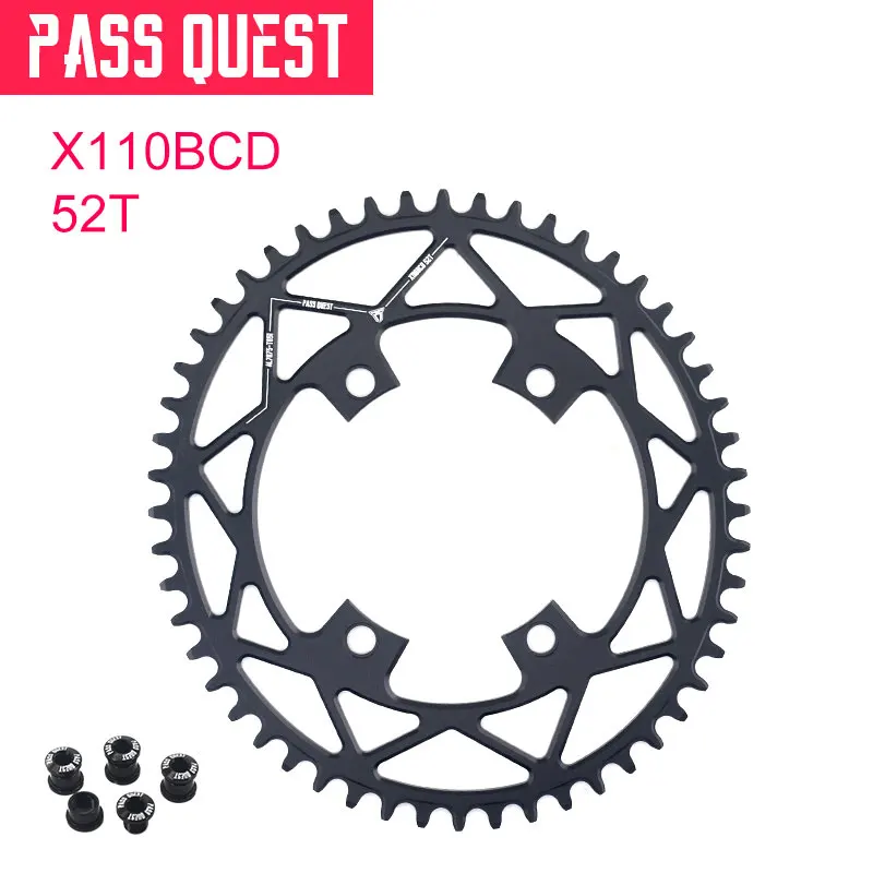 52T Пройти QUEST X110/4BCD овальная цепь для дорожного велосипеда кольцо коленчатый набор 42 T-52 T узкая широкая цепь для R2000 R3000 4700 5800 6800 DA9000 - Цвет: 52T